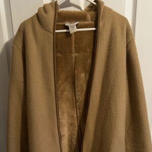 Banana Republic Teddy bear fleece knee length zip up coat